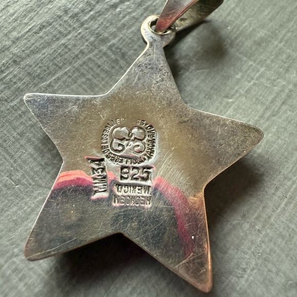 925 Sterling Silver Hencho Mexico Star Pendant for Necklace - Picture 4 of 9